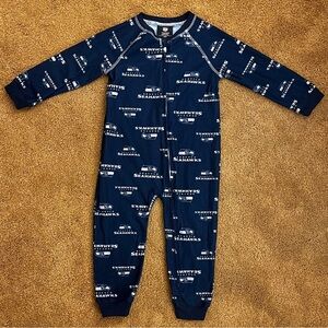 Seattle Seahawks Navy Blue Pajama Onesie 2T